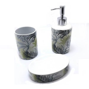 Jogo Kit De Banheiro Cerâmica Nature 3 Peças