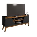 Ver imagem 2 de Rack para Tv até 55 Polegadas Ares com 2 Porta e Pés de Madeira Babus - Preto Fosco / Naturalle