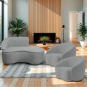 Ver imagem 1 de Kit Divã Recamier Orgânico Marrocos 150cm Lado Direito e 2 Poltronas Amore Bouclé Cinza