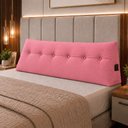 Ver imagem 2 de Almofada Decorativa Cabeceira Bella Encosto Apoio de Lombar 190cm King Suede Rosa - Monari Design