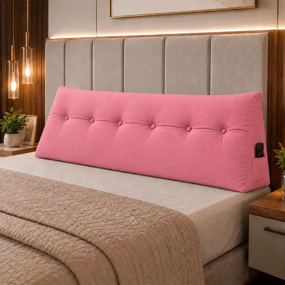 Almofada Decorativa Cabeceira Bella Encosto Apoio de Lombar 190cm King Suede Rosa - Monari Design