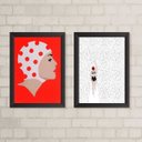 Ver imagem 1 de Kit 2 Quadros Natação Nadadora Poá 24x18cm - com Vidro:madeira Branca