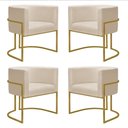 Ver imagem 1 de Kit 4 Poltronas Reforçada Decorativa Sala Nayara Base Ferro Dourado Suede Bege
