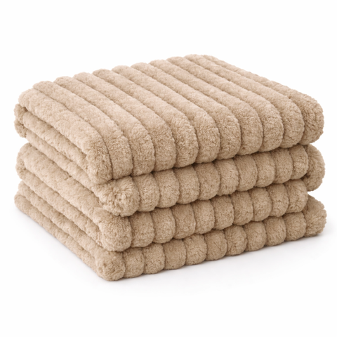 Manta Soft Canelada Frio Casal 2,00m x 1,80 Aveludado Bege