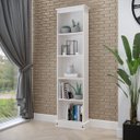 Ver imagem 3 de Estante de Madeira Maciça com 5 Nichos Branco Lavado