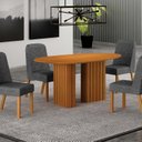 Ver imagem 1 de Conjunto Sala de Jantar Tampo Orgânico MDF 135cm com 4 Cadeiras Isis Marrom/Cinamomo/Cinza