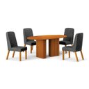 Ver imagem 2 de Conjunto Sala de Jantar Tampo Orgânico MDF 135cm com 4 Cadeiras Isis Marrom/Cinamomo/Cinza