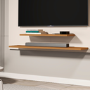 Ver imagem 1 de Painel para Sala Tv até 42” com Prateleiras Mdp Dubai - Jm3 Móveis:offwhite/nature