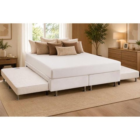 Cama Box c/2 Auxiliares Queen Corano White Ortobom 176x188
