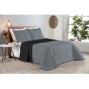 Ver imagem 1 de Colcha Cobre Leito Cama de Casal 3 Pç Dupla Face Acolchoado Microfibra Cinza e Preto