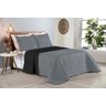 Colcha Cobre Leito Cama de Casal 3 Pç Dupla Face Acolchoado Microfibra Cinza e Preto - 1