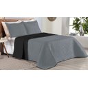 Ver imagem 3 de Colcha Cobre Leito Cama de Casal 3 Pç Dupla Face Acolchoado Microfibra Cinza e Preto