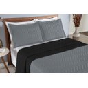 Ver imagem 2 de Colcha Cobre Leito Cama de Casal 3 Pç Dupla Face Acolchoado Microfibra Cinza e Preto