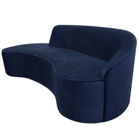 Sofá Curvo 04 Lugares 230cm Eron Braço Esquerdo Veludo Azul Marinho - Nexta Casa