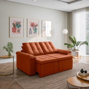 Sofá Retrátil Reclinável 3 Lugares 180cm Veludo com Molas Palmeira CabeCasa MadeiraOriginals