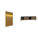 Ver imagem 2 de Rack Painel Ripado LED MDF 177CMX218CM 70” + Sereno 1600 com Portas Deslizantes London Marrom Preto