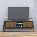 Ver imagem 5 de Rack Painel Ripado LED MDF 177CMX218CM 70” + Sereno 1600 com Portas Deslizantes London Marrom Preto