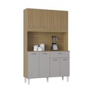 Ver imagem 3 de Armário Cozinha Completo C 8 Portas 1 Gaveta Cássia - Damasco / Ripado/ Off White - Poquema