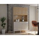 Ver imagem 2 de Armário Cozinha Completo C 8 Portas 1 Gaveta Cássia - Damasco / Ripado/ Off White - Poquema