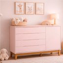 Ver imagem 1 de Comoda Sapateira Elfe Classic 1 Porta 4 Gavetas Rosa Fosco - Moveisaqui