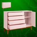 Ver imagem 5 de Comoda Sapateira Elfe Classic 1 Porta 4 Gavetas Rosa Fosco - Moveisaqui