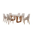 Ver imagem 2 de Conjunto Mesa Tampo com Vidro com 6 Cadeiras Madeira Maciça Jazz Yescasa Marrom/Cinamomo Imbuia/Off