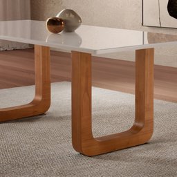Conjunto Mesa Tampo com Vidro com 6 Cadeiras Madeira Maciça Jazz Yescasa - 6