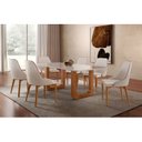 Ver imagem 1 de Conjunto Mesa Tampo com Vidro com 6 Cadeiras Madeira Maciça Jazz Yescasa Marrom/Cinamomo Imbuia/Off