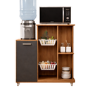 Ver imagem 2 de Fruteira Armário Balcão Multiuso de Chão com Rodinhas 2 Cestos para Microondas Bebedouro Mel/grafite