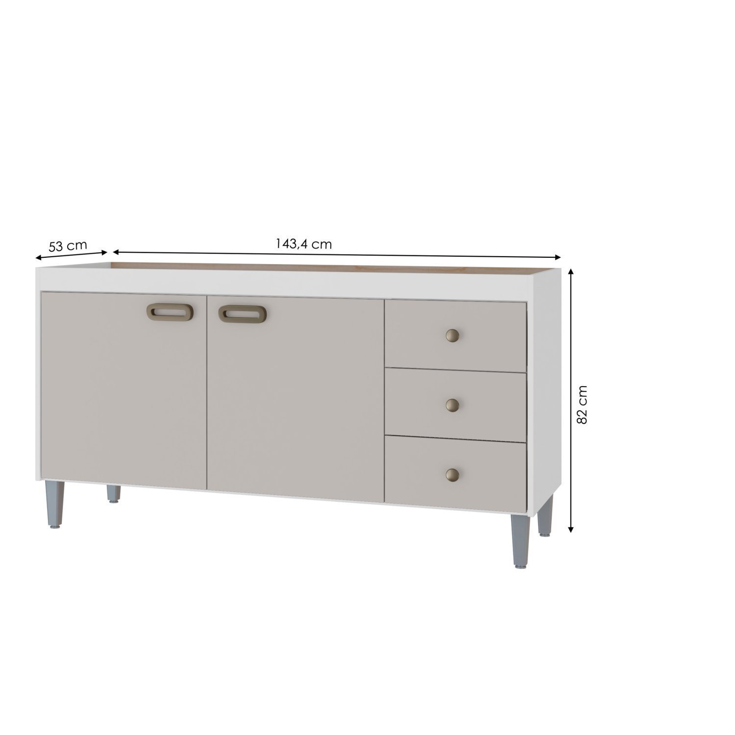 Gabinete para Pia 150cm 2 Portas 3 Gavetas Bréscia - 4