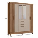 Ver imagem 4 de Guarda Roupa Solteiro Malta 7 Portas e 2 Gavetas Carvalho/fendi com Espelho - Moval