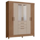 Ver imagem 1 de Guarda Roupa Solteiro Malta 7 Portas e 2 Gavetas Carvalho/fendi com Espelho - Moval
