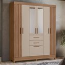 Ver imagem 2 de Guarda Roupa Solteiro Malta 7 Portas e 2 Gavetas Carvalho/fendi com Espelho - Moval