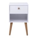 Ver imagem 1 de Mesa de Cabeceira Ivvie 1 Gaveta Madeira/branco