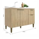 Ver imagem 4 de Balcão de Cozinha para Pia 120 Cm Alana 3 Portas 1 Gaveta Dourado - Jcarvalho