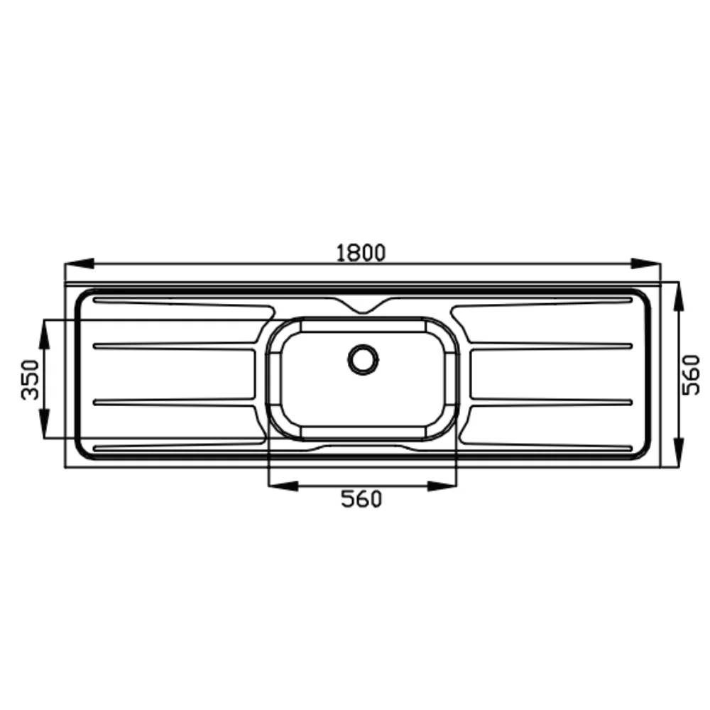 Pia de Cozinha em Aço Inox de 180cmx56cm Concretada sem válvula Plus 30 - 4
