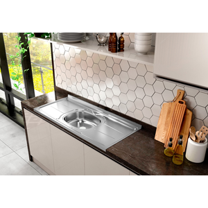 Pia de Cozinha em Aço Inox de 150cmx53cm Concretada sem válvula Plus 30