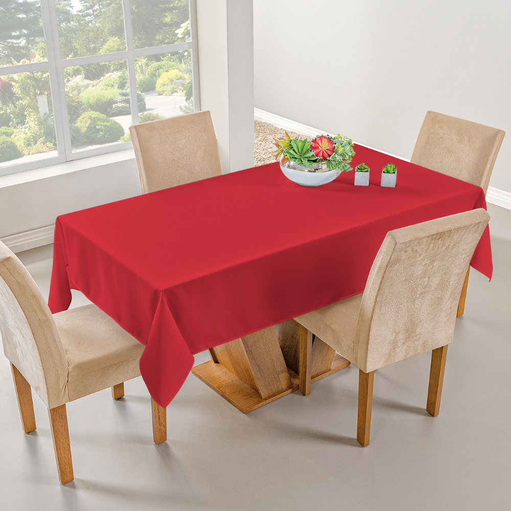 Toalha de Mesa Basic 4 Cadeiras 1.45m x 1.40m:Vermelho - 1