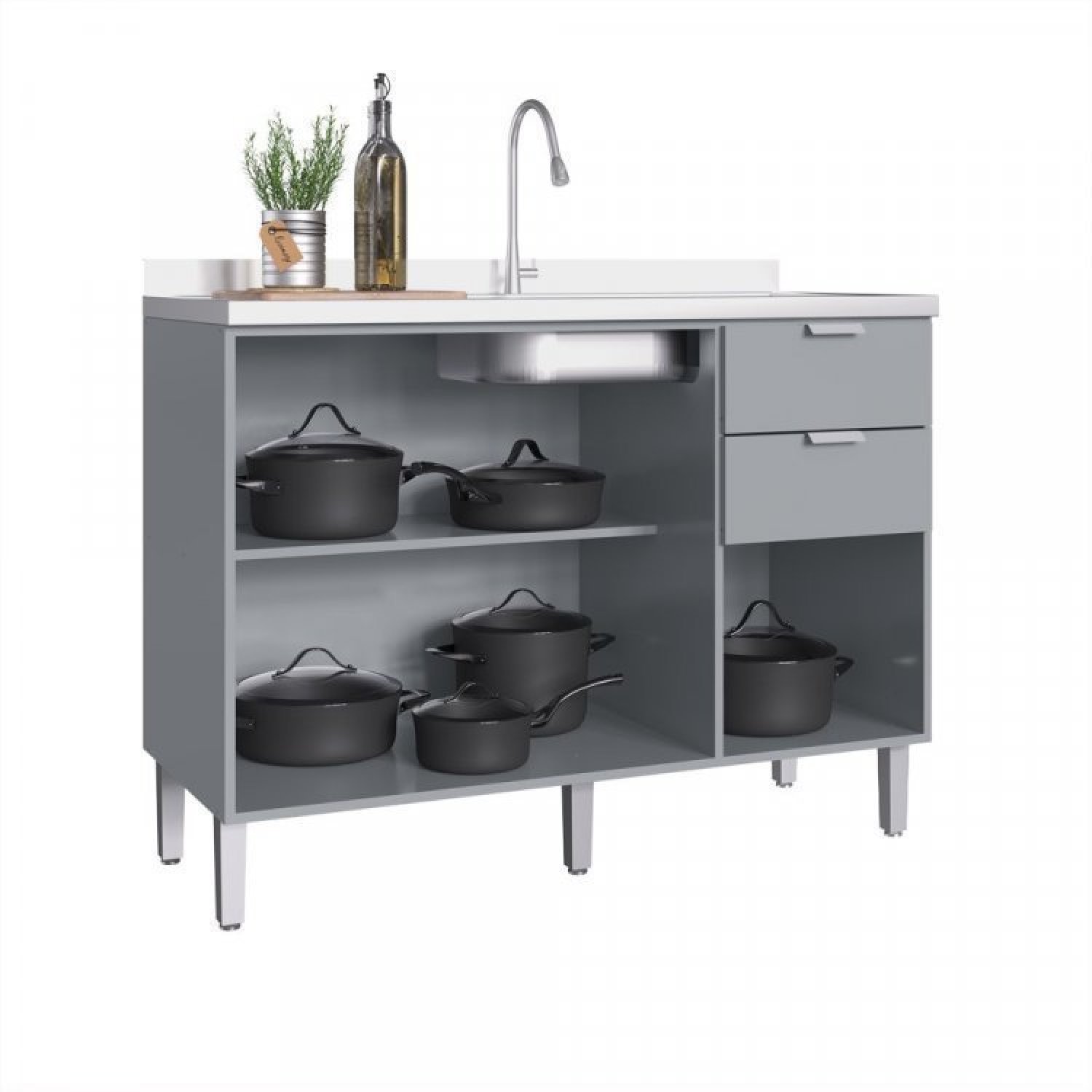 Cozinha Compacta 6 Peças 2 Aéreos 2 Balcões 1 Módulo Forno e 1 Tampo Hera  - 4