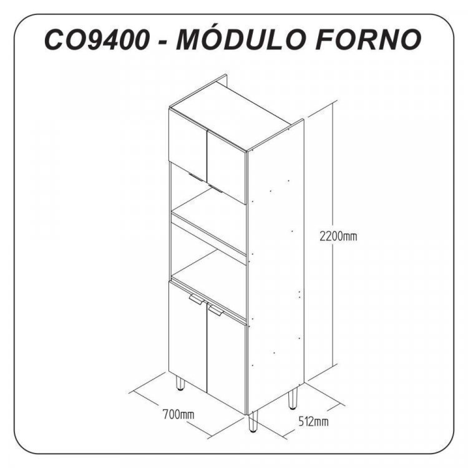 Cozinha Compacta 6 Peças 2 Aéreos 2 Balcões 1 Módulo Forno e 1 Tampo Hera  - 10