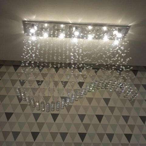 Lustre de Cristal Onda Para Sala de Jantar/Estar ,Base de Inox Polida 1MX20CM Com 50cm Altura