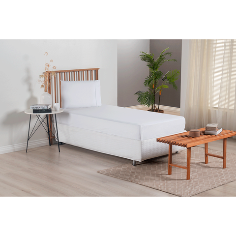 Jogo de Lençol 2 Pçs Solteiro Versatile Simples Micropercal 300 Fios com Elástico - Branco