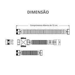 Sifão Sanfonado Triplo 72cm Cor Branco Durín - 3