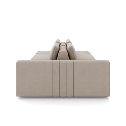 Sofá Ilha com Encosto e Almofadas Móveis Olimpo 245cm Modulado Veludo Bege G45 - Gran Belo - 6