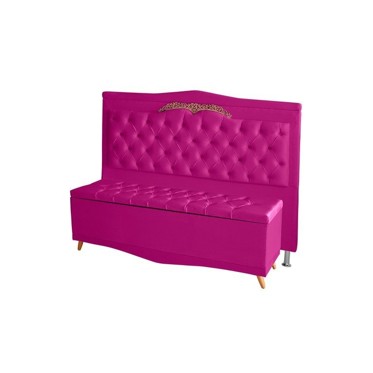 Kit Cabeceira de Cama Box e Calçadeira Baú Madri Queen 160 Cm Suede Rosa Pink Ec Móveis Kit Cabeceira de Cama Box e Calçadeira Baú Madri Queen 160 Cm Suede Rosa Pink Ec Móveis