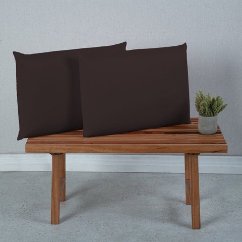 Par de Fronhas para Travesseiro Premium Percal de Microfibra 400 Fios Lisa:marrom