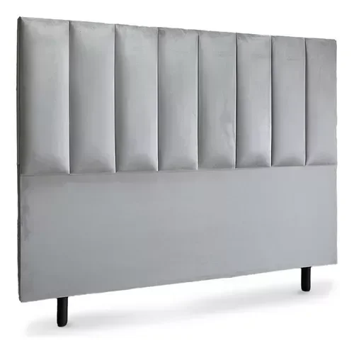 Cabeceira de Cama Box Carla Casal 140 Cm Suede Cinza - Eli Móveis e Decoração - 1