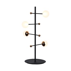 Abajur Bella Fuxico Dourado Preto e Branco 28x52cm 12w 3000k 600lm JU004