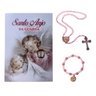 Kit Terço e Pulseira Infantil Santo Anjo da Guarda Menina Rosa - 3