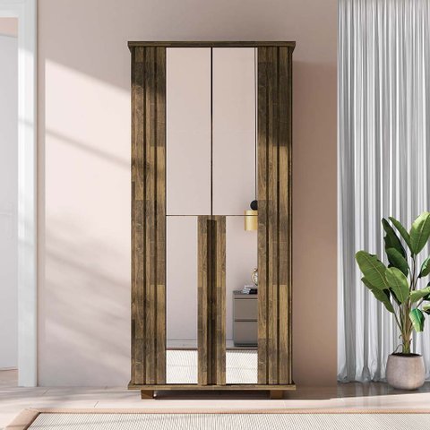 Sapateira Armário New Requinte Espelho Ripado Cinamomo RV